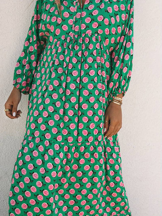 boho maxi jurk met bloemenprint