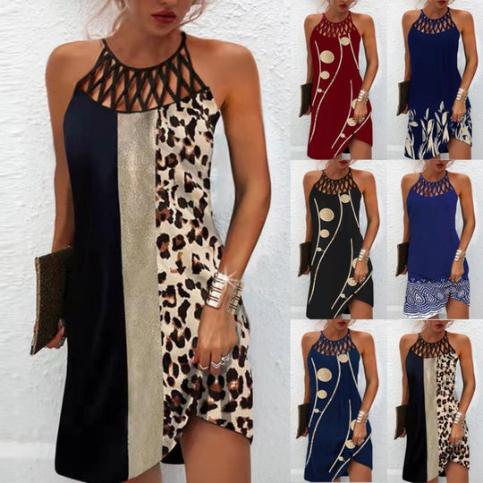 Heidi Mode | Positionierung Bedrucktes Mesh Strap Ärmelloses Kleid