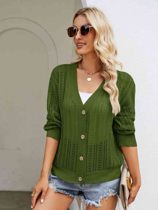 Heidi-Mode | Knopfverschluss Rippenbesatz Cardigan