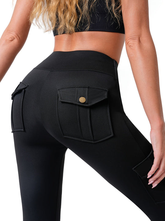 Heidi-Mode | Modische Stretch Yoga Legging mit Hoher Taille und Mehreren Taschen