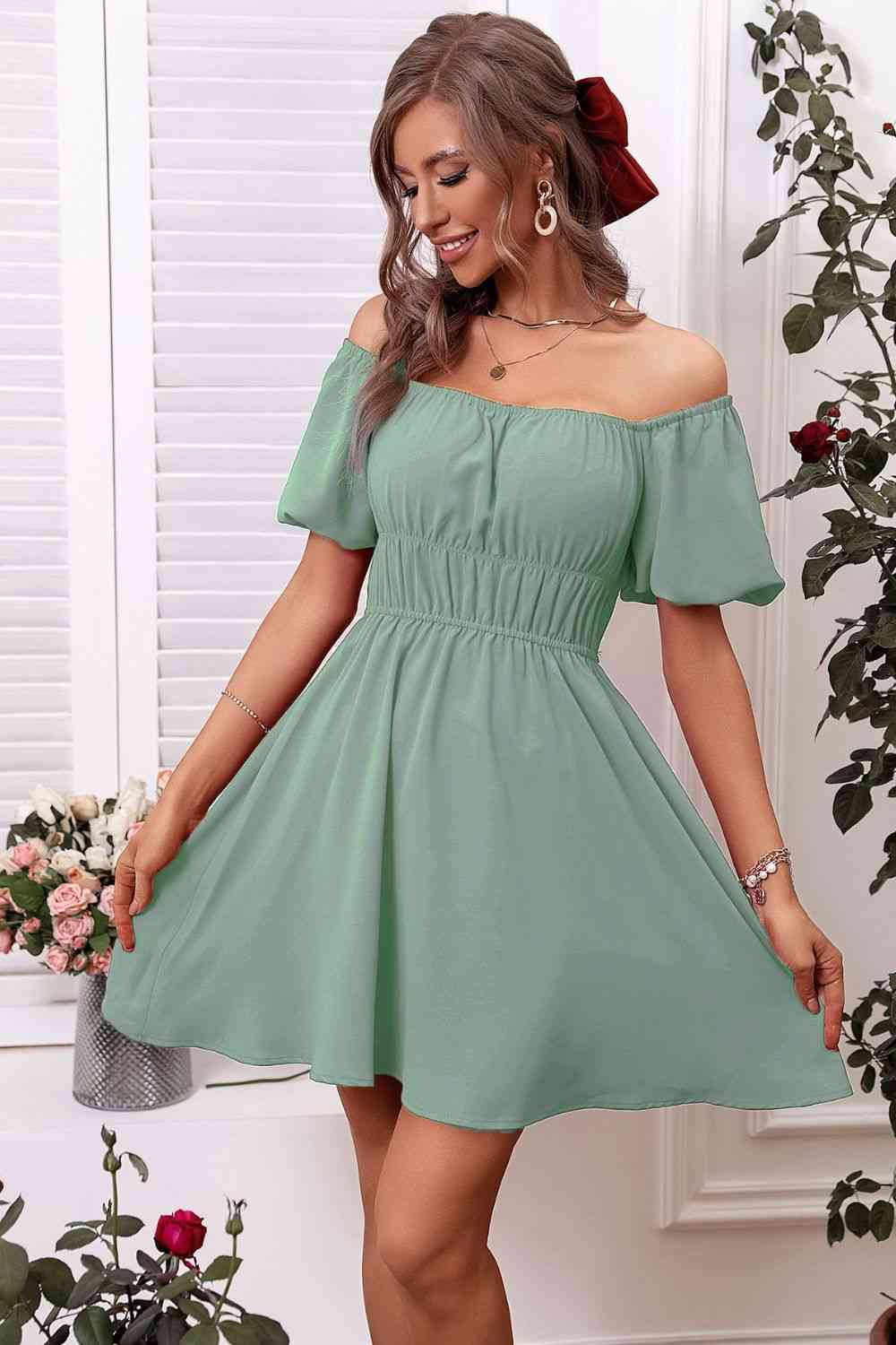 Heidi-Mode | Off-Shoulder A-Linie Mini Kleid