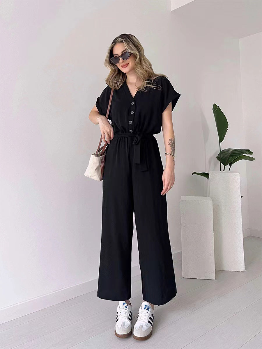 Damen Jumpsuit mit V-Ausschnitt