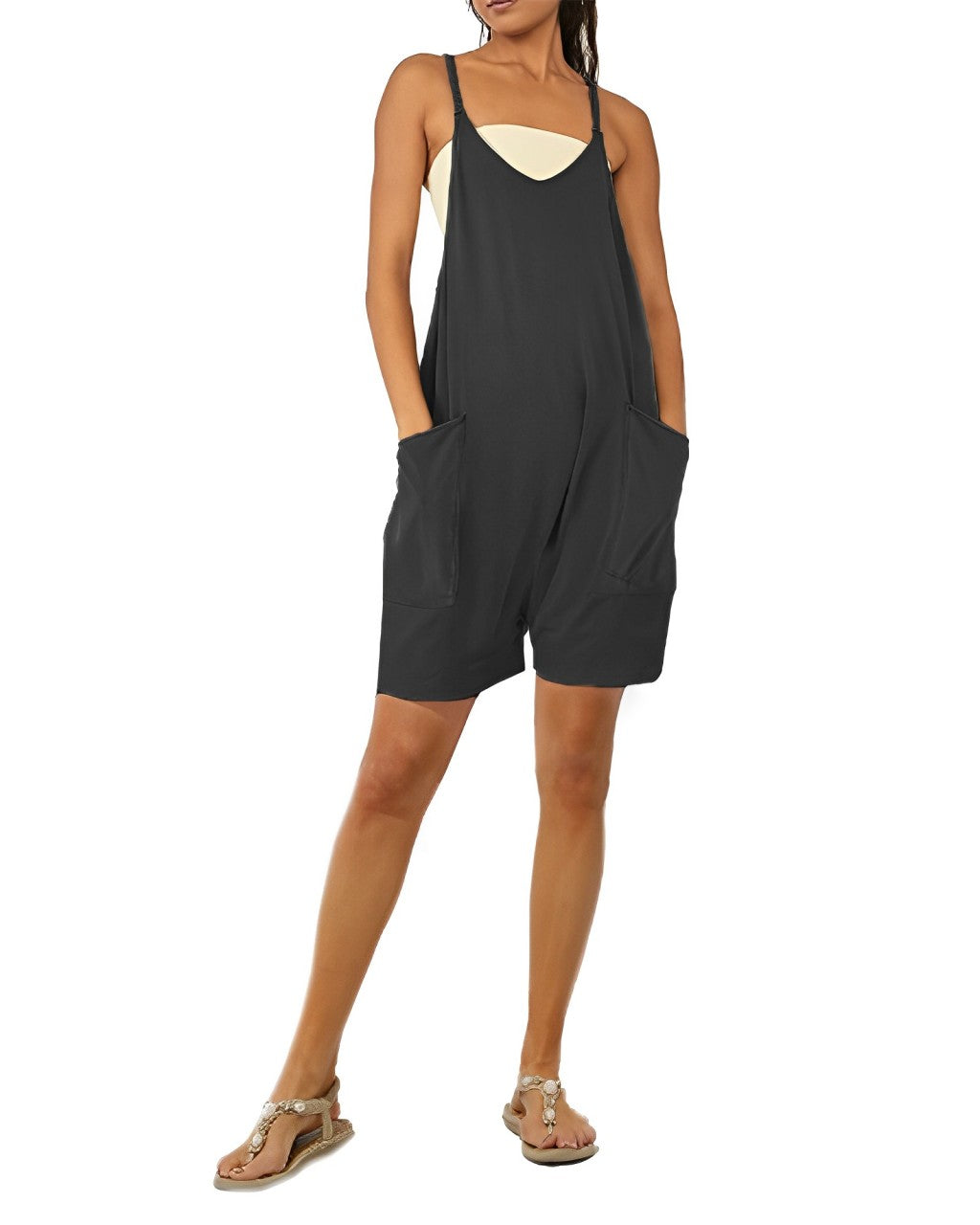 Lässiger Shorts-Jumpsuit mit Taschen