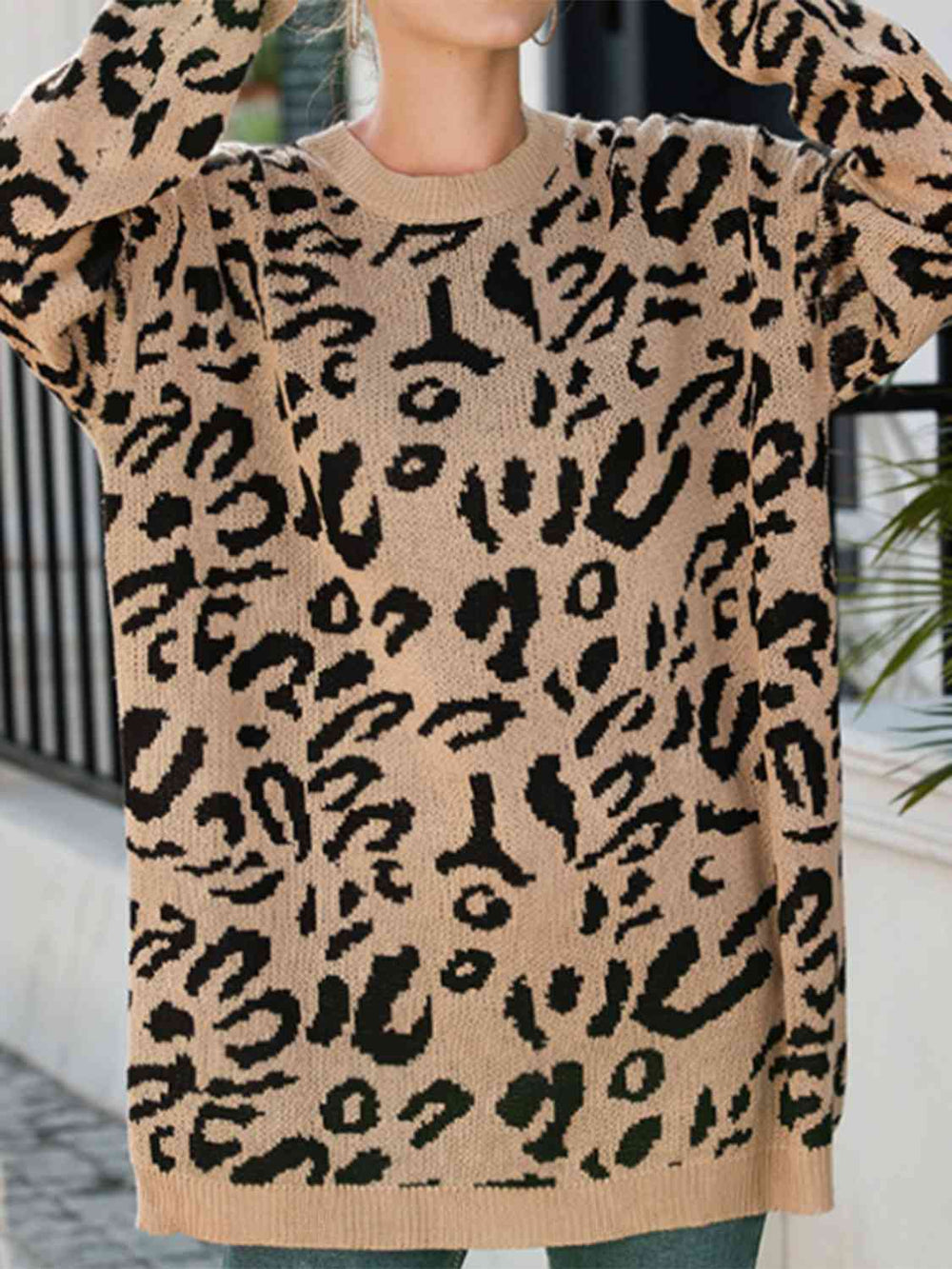 Heidi-Mode | Leopard Rundhals Tunika Pullover