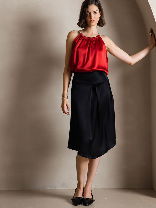Heidi-Mode | Seiden Perlenknoten Hals Tanktop