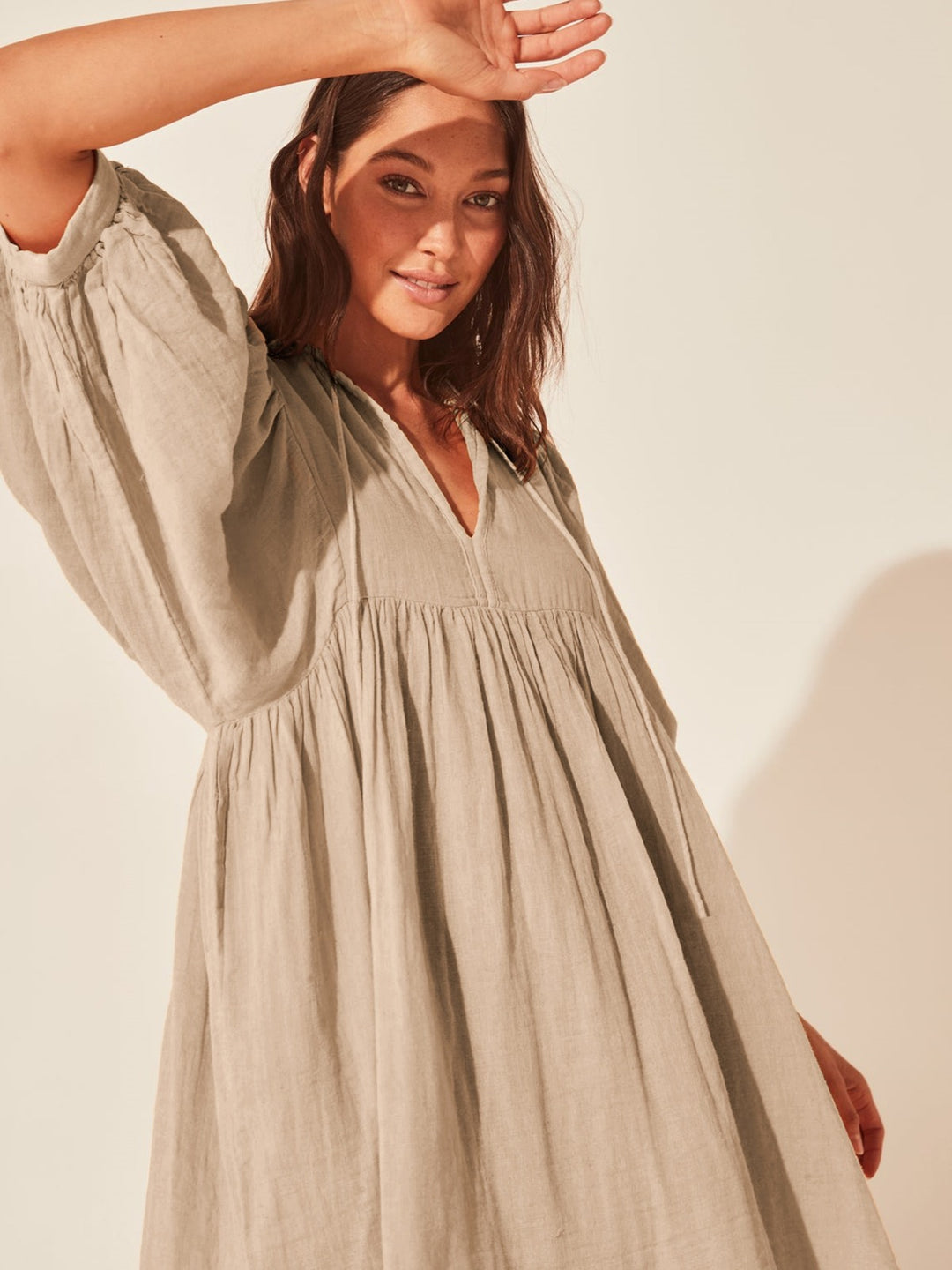 Heidi Mode | Sommer Frauen solide Farbe große Größe Laterne Ärmel Kleid