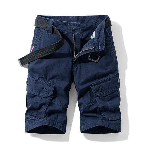 Steven | Solide Farbe Multi-Pocket Cargo Shorts Männer