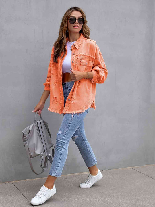 Heidi-Mode | Zerrissene Drop Shoulder Denim Jacke