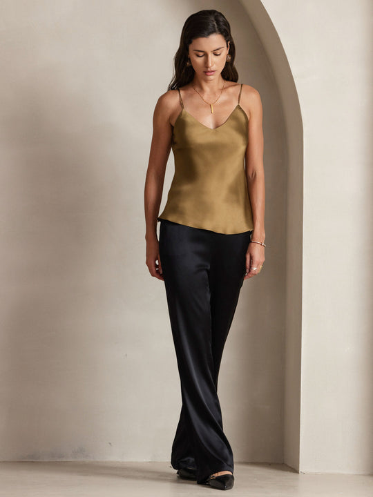 Heidi-Mode | V-Ausschnitt Reine Seide Spaghettiträger Camisole Top