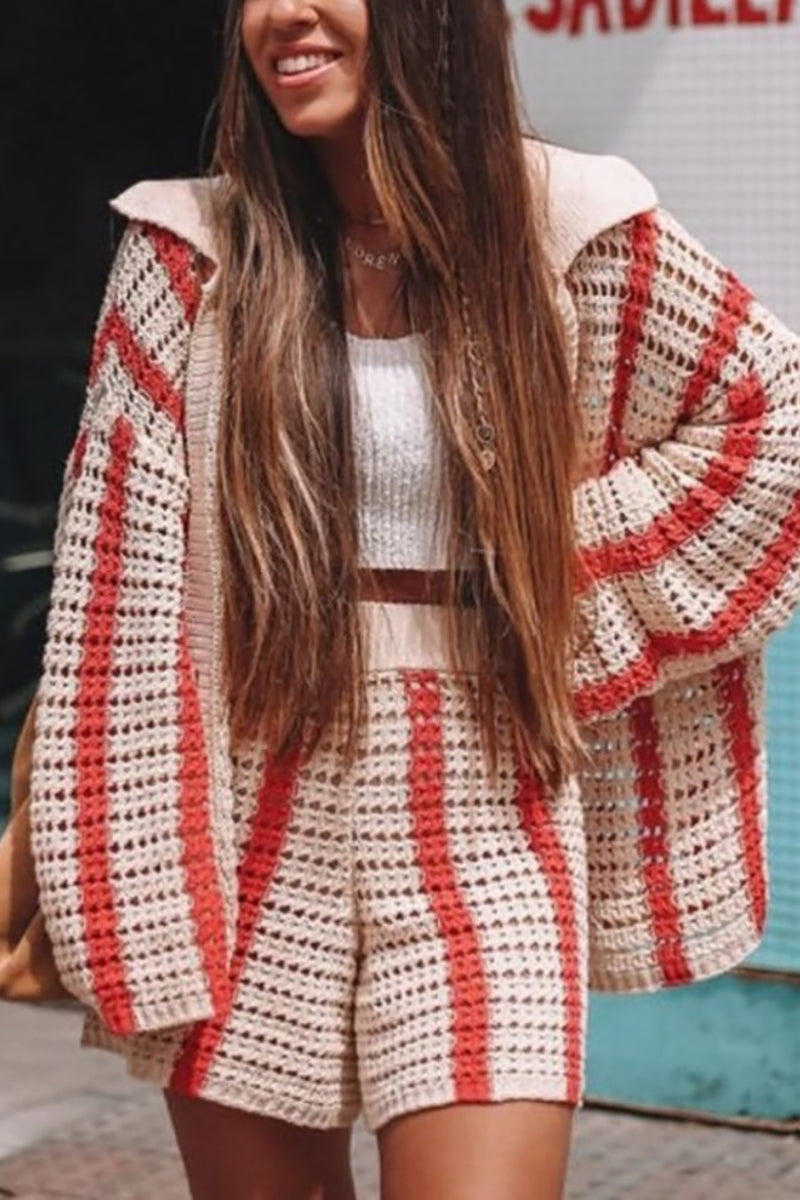 Heidi-Mode | Head In The Clouds Häkel Strickpullover Kurz Set
