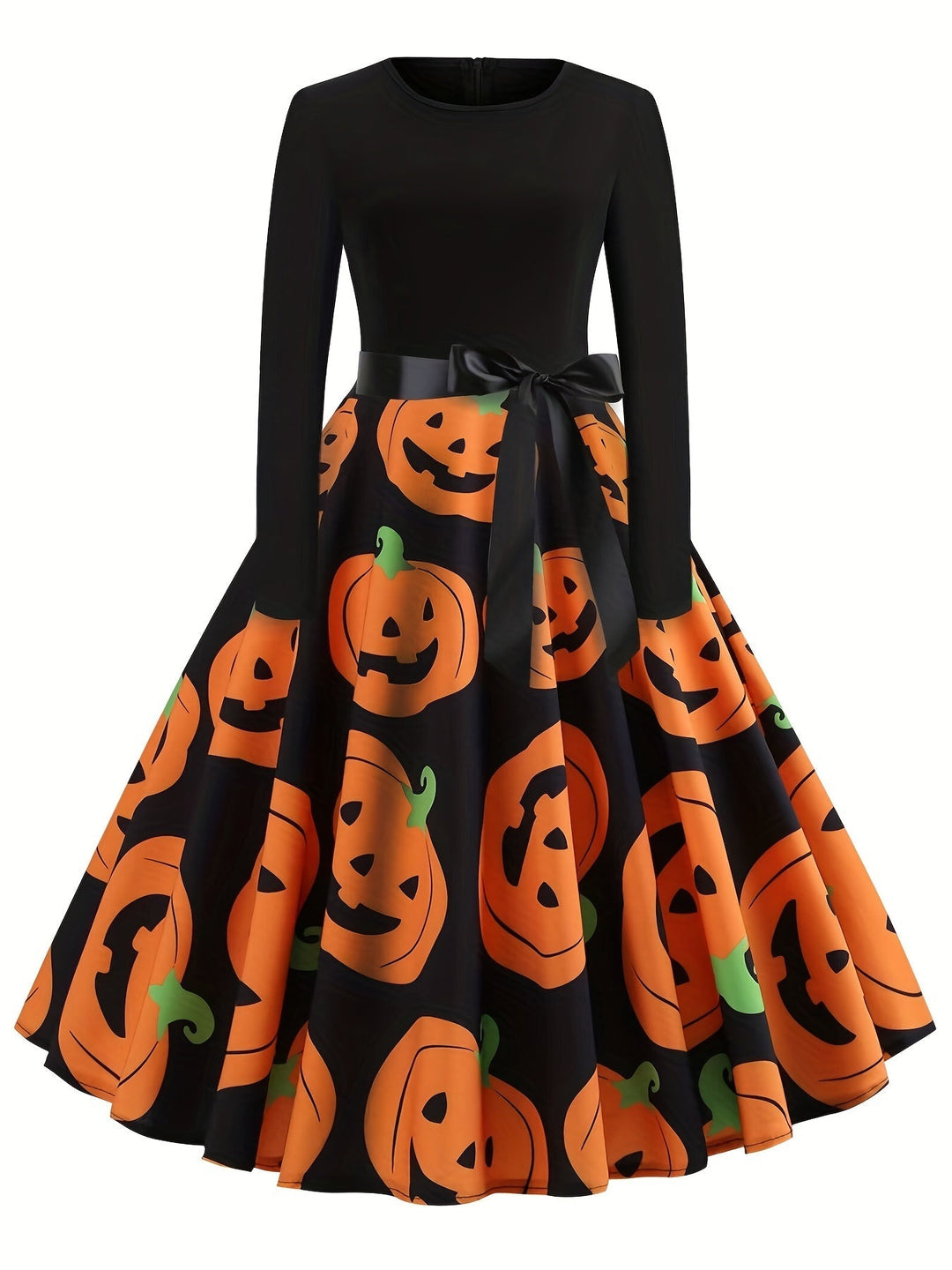 Schwarzes Vintage Halloween-Schwingkleid - Eva