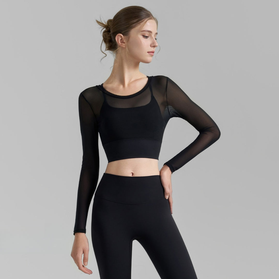 Heidi Mode | Fake zwei sexy Mesh-Yoga-Kleidung
