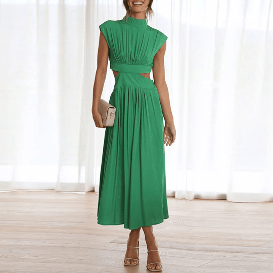 Heidi-Mode | Stilvolle Ausschnitt Plissee Kleid