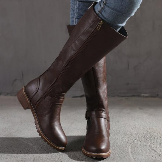 HeidiMode | Hohe Damenstiefel Mit Schnalle Und Absatz