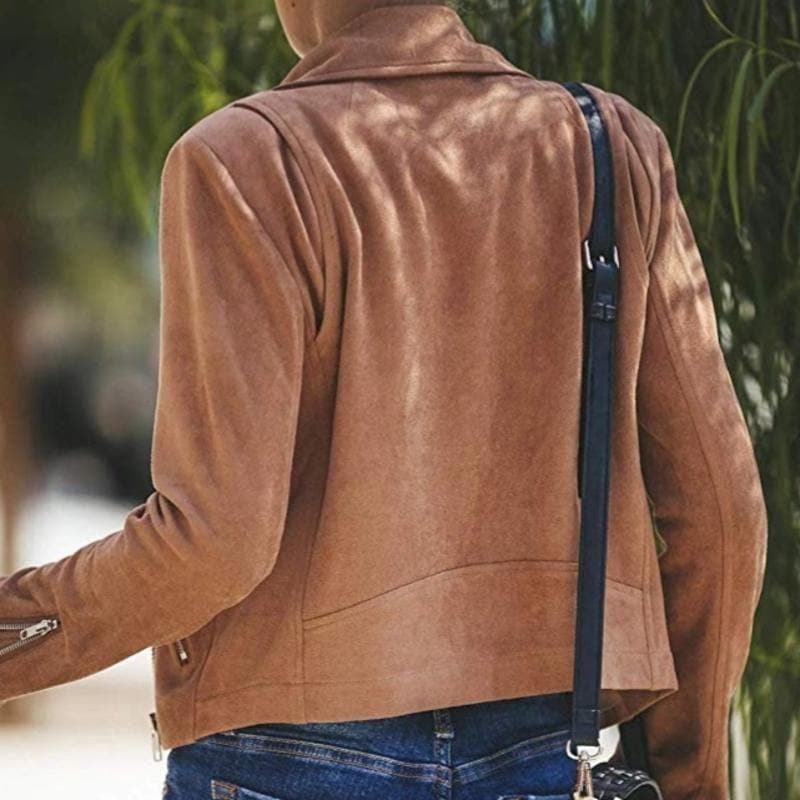 Heidi-Mode | Kurze Wildlederjacke mit Reißverschlüssen Kunstleder Modern und Stylisch