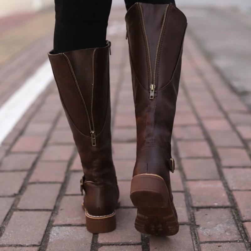 HeidiMode | Hohe Damenstiefel Mit Schnalle Und Absatz