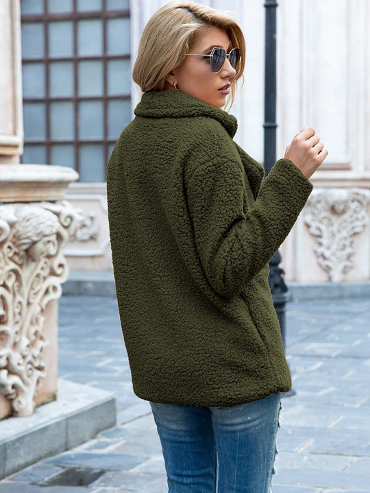 Heidi-Mode | Pelzjacke Doppelknopfverschluss Weich & Warm Teddy Textur Elegantes Design