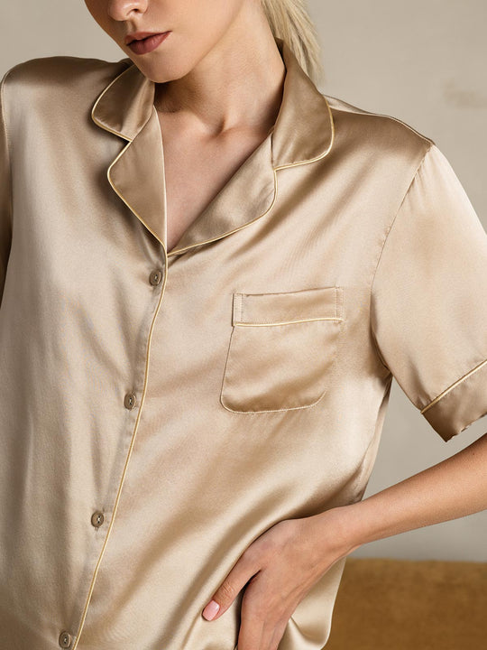 Heidi-Mode | 100% Seide Pyjamas Kurzes Pyjamas Set 2 Stk
