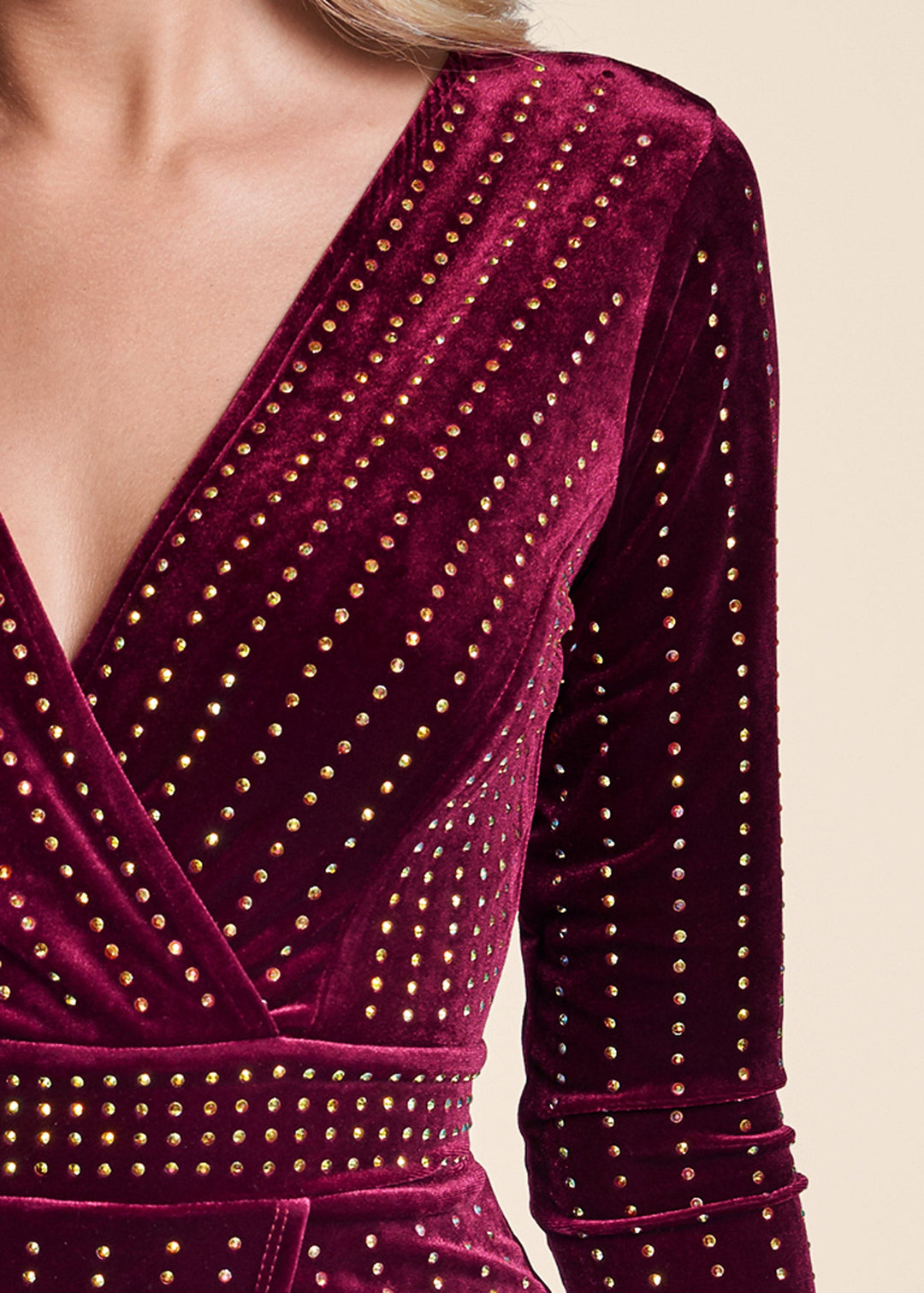 Heidi-Mode | Verziertes Samtkleid Burgunder Multi