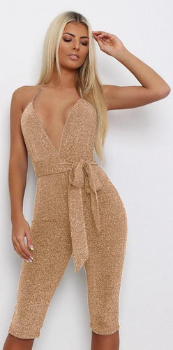 Heidi-Mode | Sparkle Deep V-Neck Ärmeloses Overall