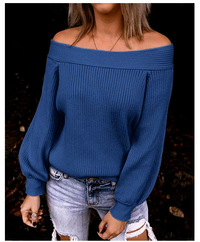 Heidi-Mode | Off Shoulder Langarm Oversize Kni Pullover