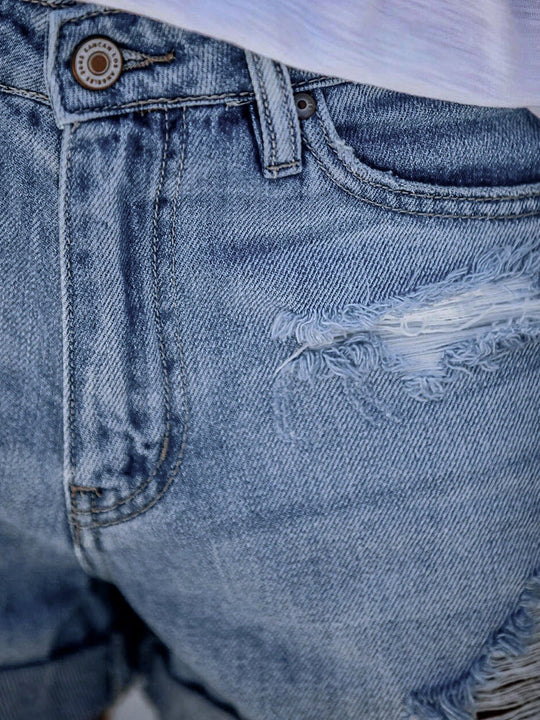 Heidi-Mode | Beinabschluss Ripped Jeans Shorts