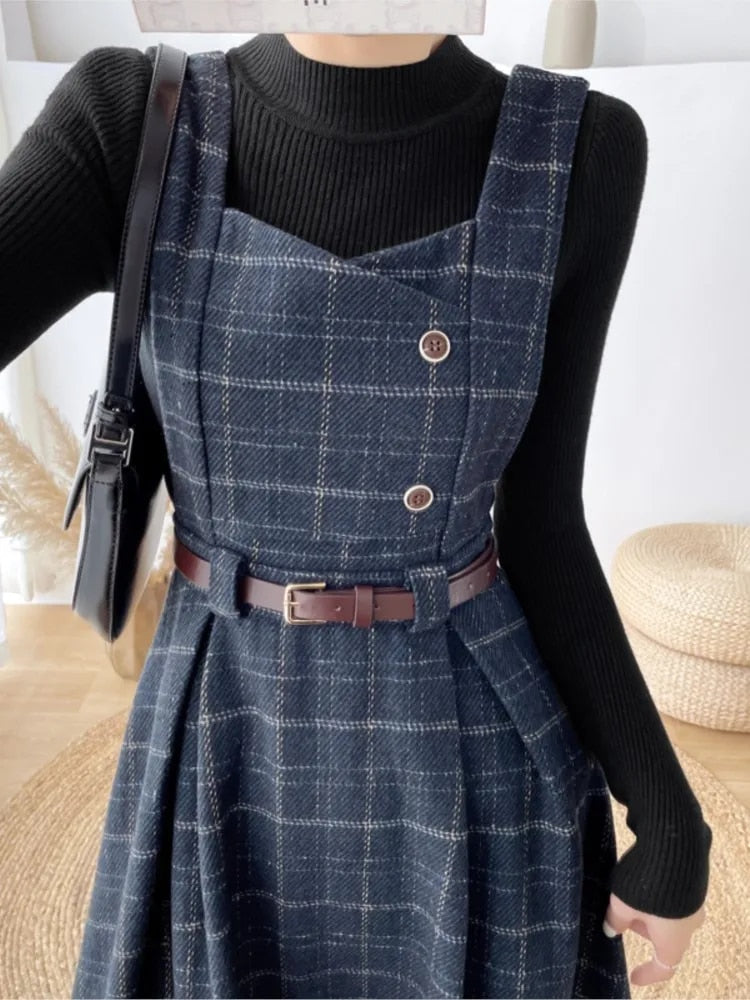 Heidi-Mode - Frauen Stilvolles Vintage-Kariertes Kleid