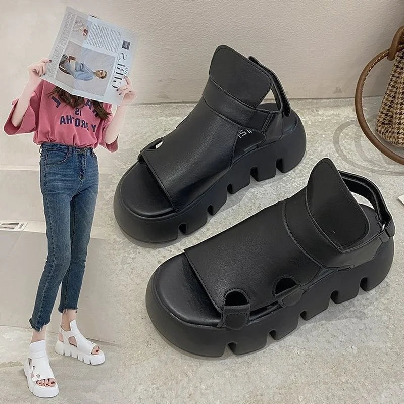 plateausandalen met klittenbandsluiting