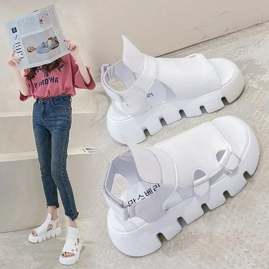 plateausandalen met klittenbandsluiting
