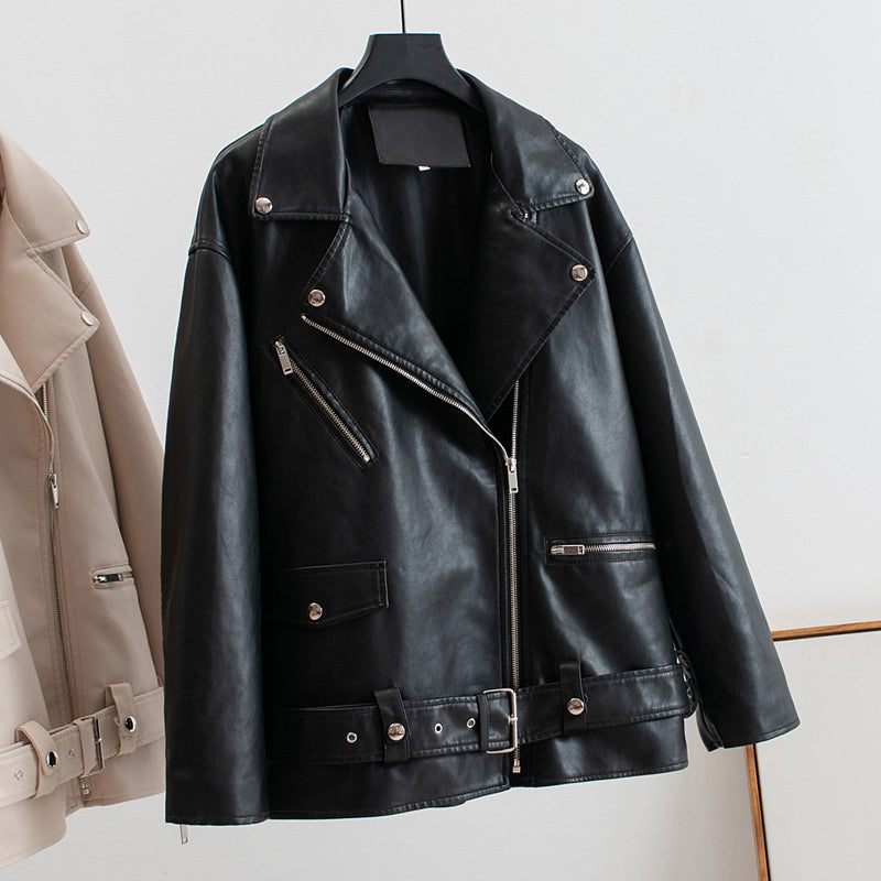 Heidi-Mode | PU-Leder Lange Moto Jacken mit Gürtel
