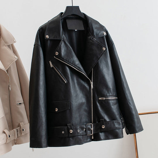 Heidi-Mode | PU-Leder Lange Moto Jacken mit Gürtel