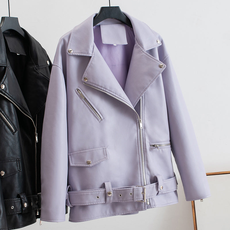 Heidi-Mode | PU-Leder Lange Moto Jacken mit Gürtel