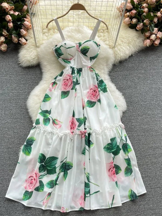 de Zomer met deze Prachtige Bloemenprint Bohemian Party Dress!