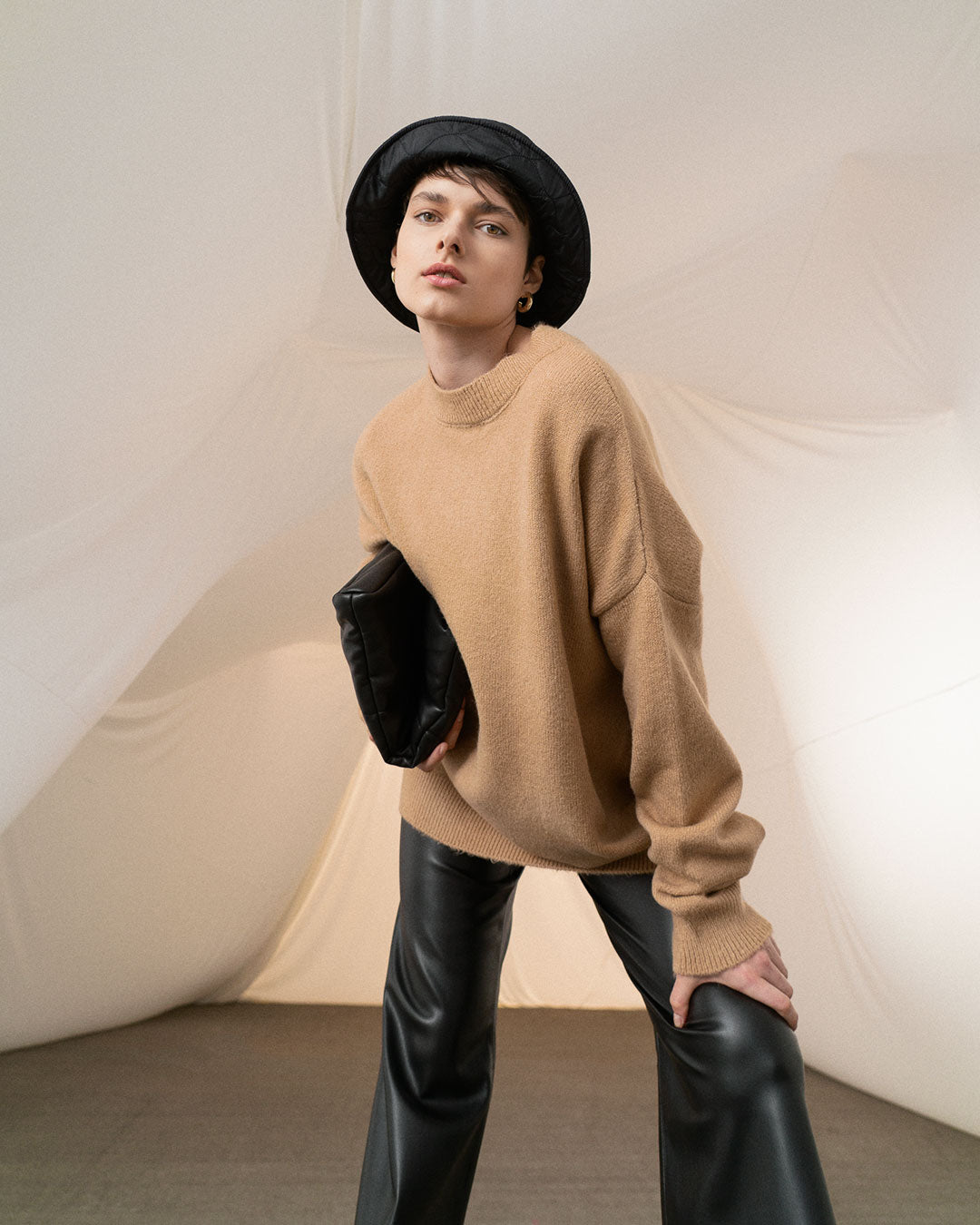 ROUND NECK PULLOVER "JOYA" CAMEL