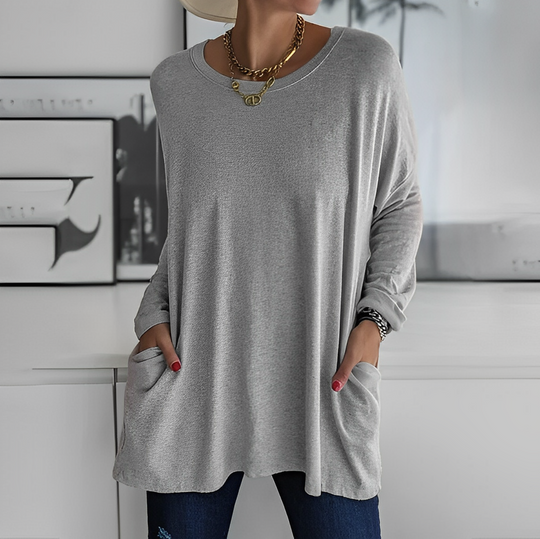 HeidiMode Damen Pullover mit tiefen Taschen