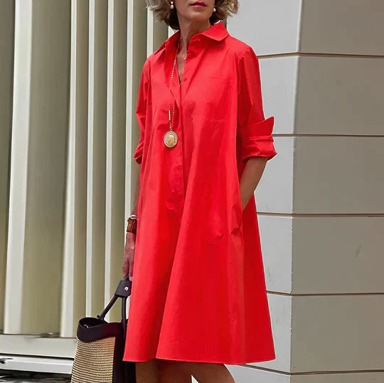 Lässiges Damenkleid mit langen Ärmeln