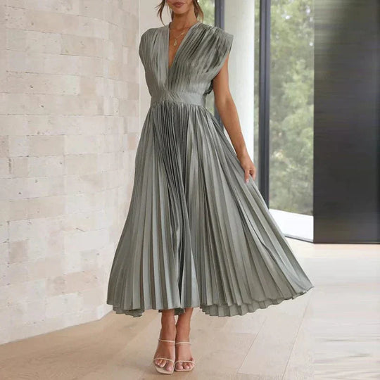 Maxikleid mit Falten am Ausschnitt – Adele