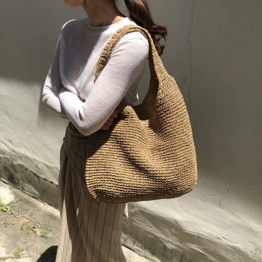 Heidi-Mode | Marlene Elegante Stroh-Strandtasche