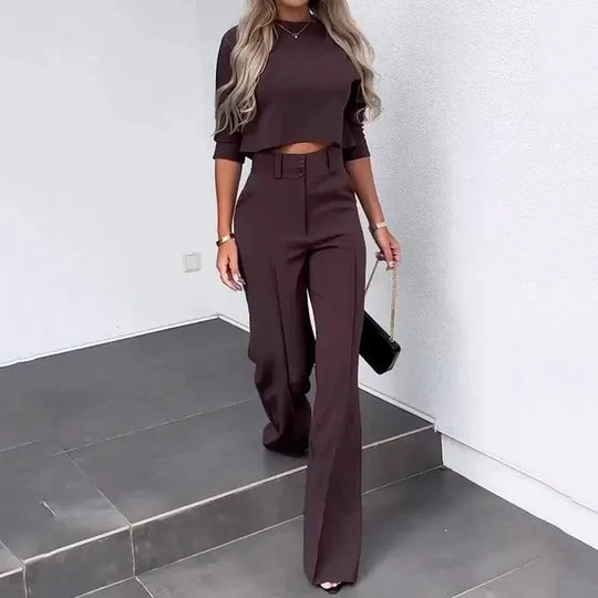 Heidi-Mode | Eleganz Tailliertes Herbst-Hosenset für Stilvolle Looks