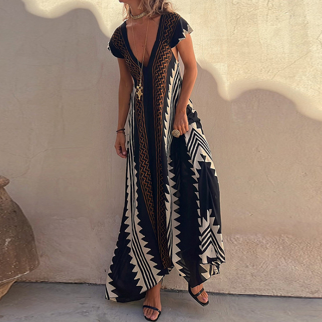 Heidi-Mode | Maxi Strandkleid mit Ethno-Muster