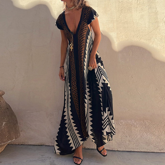 Heidi-Mode | Maxi Strandkleid mit Ethno-Muster