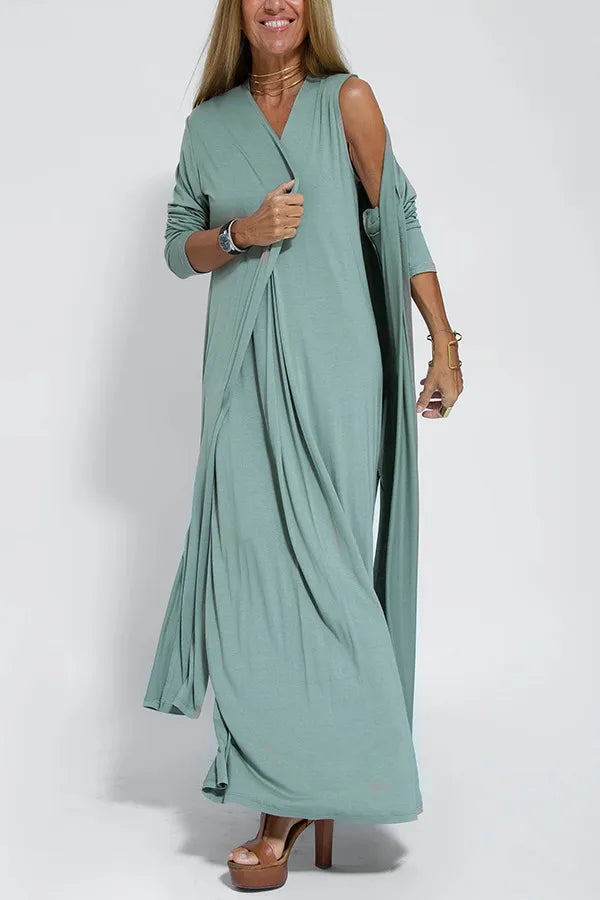 Heidi-Mode | Stilvolles Set aus Maxikleid und Cardigan