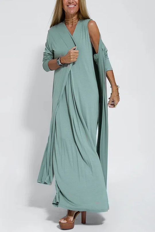 Heidi-Mode | Stilvolles Set aus Maxikleid und Cardigan
