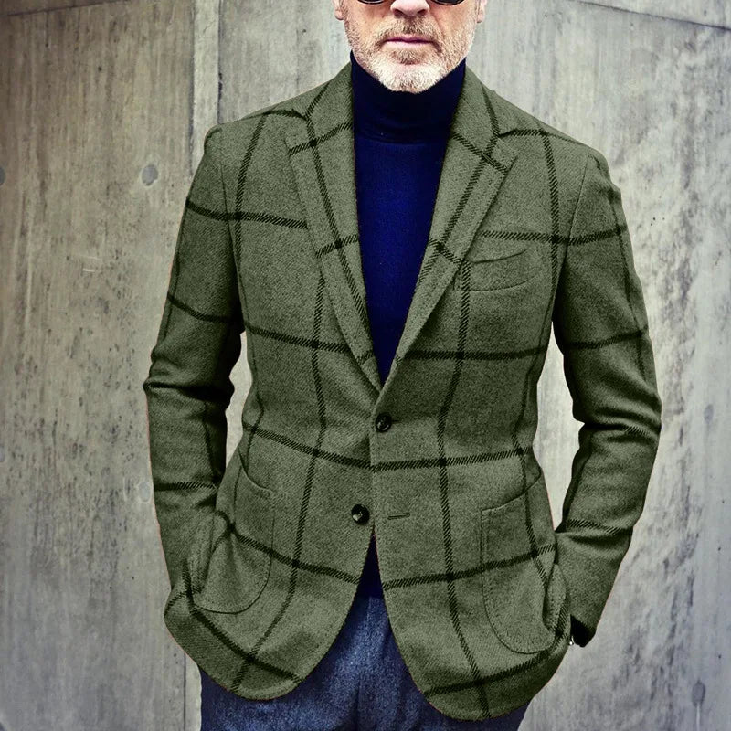 Heidi-Mode - Klassischer Herbst Karierter Tweed Retro Blazer für Herren