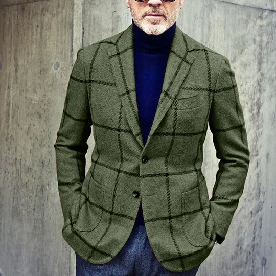Heidi-Mode - Klassischer Herbst Karierter Tweed Retro Blazer für Herren