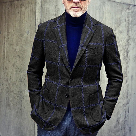 Heidi-Mode - Klassischer Herbst Karierter Tweed Retro Blazer für Herren
