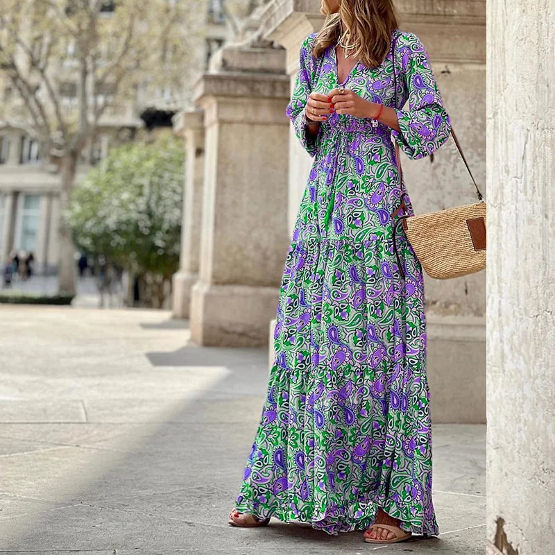 Langes Boho-Kleid mit Paisley-Muster