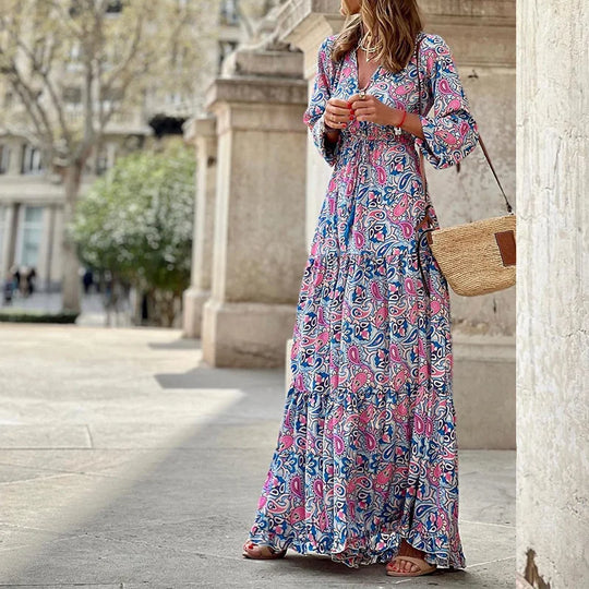 Langes Boho-Kleid mit Paisley-Muster