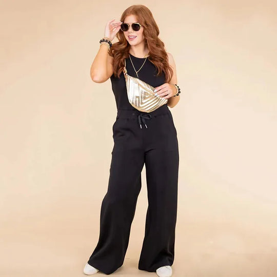 Lambert - Damen ärmelloser Rundhals-Jumpsuit