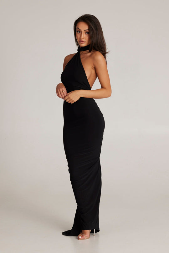 Heidi-Mode | Offene Rück Maxi Kleid
